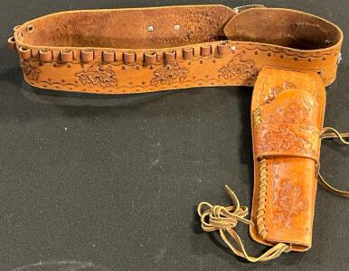 Western Brown Leather Gun Belt & Holster