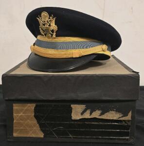 U.S. Army Officer's Dress Cap, Black Wool, Gold Embroidered Insignia By Luxenberg Military & Civilian Tailors