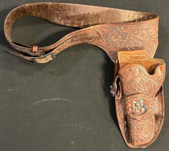 Western Brown Leather Gun Belt & Holster