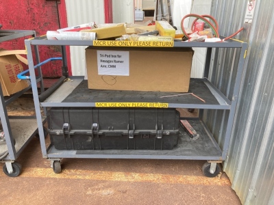 Rolling Cart with Assorted Parts and Cases