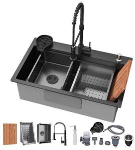 26.7 x 17.7 Inch Black Stainless Steel Workstation Kitchen Sink