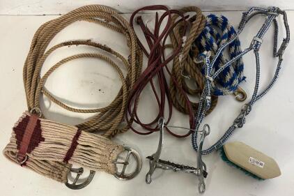 Horse Tack Set W/ Halter, Bit, Reins, Lead Rope, Girth & More