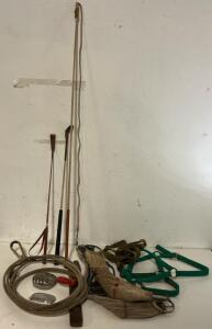 Horse Tack Set Including Whips, Crops, Halter, Lead, Brushes & More