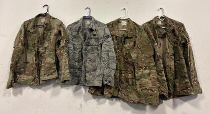 Mixed Lot: U.S. Army OCP ACU Combat Shirts & USAF ABU Blouse, Ripstop, Velcro, Nylon/Cotton