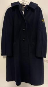 Swedish Air Force Navy Blue Wool Greatcoat W/ Hood