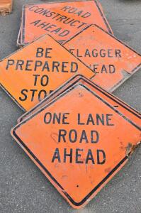(8) Road Construction Signs- Ranged From 36"x36" to 48"x48"