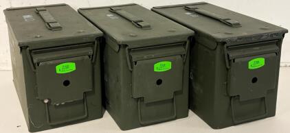 (3) Green Military Ammo Cans