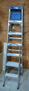 (OFFSITE) Werner 366 6-ft Aluminum Step Ladder Type I 250lb & 2-Step Aluminum Folding Stool