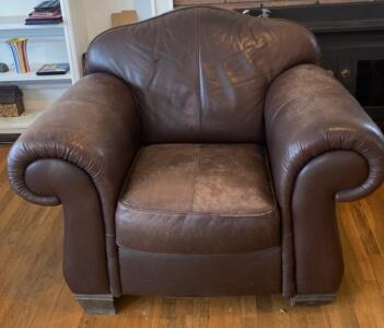 (OFFSITE) Brown Leather Chair 37x40x37 - Some Ware