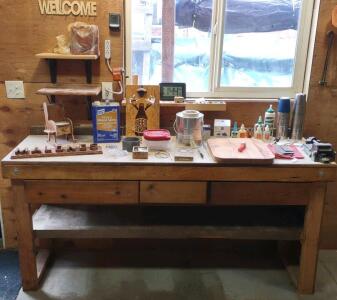 ( Offsite ) Heavy-Duty Wood Workbench, 72"x30", 2 Drawers, Lower Shelf, Vise, Solid Frame