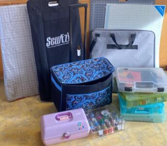 ( Offsite ) Portable Sewing Table / Rolling Bag / Cutting Mats and Much More