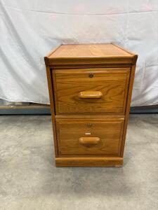 Oak Wood Vertical Filing Cabinet, 2 Drawers, Lockable