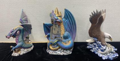 Good vs. Evil - Ceramic Dragon / Castle / Eagle 14 to 16&rdquo; Tall