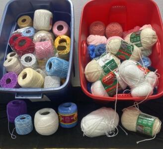 (2) Bins full of Yarn and Embroidery Thread