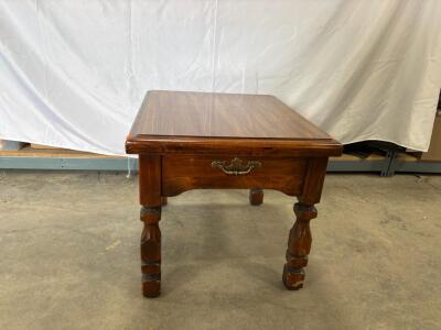 Wooden Side Table with Drawer, Traditional Style, Brown Finish