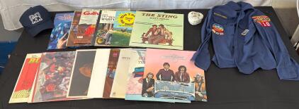 Heart-Shaped Ceramic Trinket Box with Floral Design, Various Records, And Boy Scout Jersey