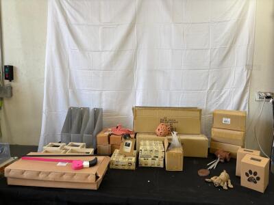 Lot Including E&S Imports Dog Photo Frame, Terracotta Fish Wind Chime, Pink Flamingo Ornament, And More