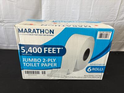 Marathon Jumbo 2-Ply Toilet Paper, 5400 Feet Total, 6 Rolls, Flushable