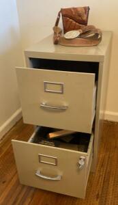 (OFFSITE) 2 Drawer Locking Filing Cabinet 29x22x15 - Contents Included