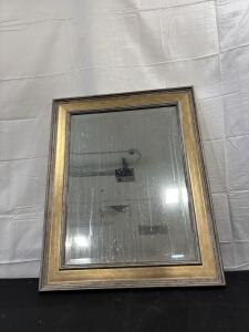 Elegant Wall Mirror with Gold-Tone Wood Frame, 24x30 Inches
