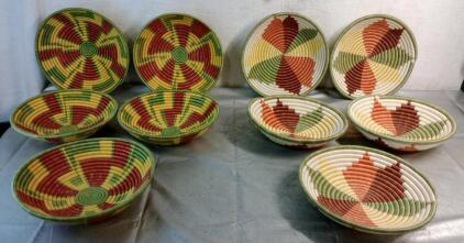 (10) Assorted Hand Woven Decorative Baskets