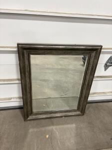 Silver/Bronze Wall Mirror, Wood Frame, 30x36 Inches