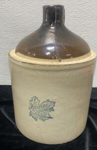 Vintage Western Stoneware Glazed Whisky or Moonshine Jug - 1 Gallon - 10.5&rdquo; Tall<br/>