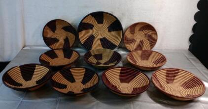 (10) Assorted Hand Woven Decorative Baskets