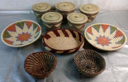(10) Assorted Hand Woven Decorative Baskets