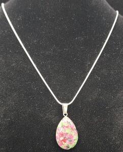 (1) 13.00 Ct. Natural Red Ruby And Zoisite Gemstone Necklace