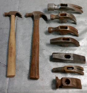 (2) Small Hammers & (7) Assorted Hammer Heads