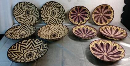 (10) Assorted Hand Woven Decorative Baskets