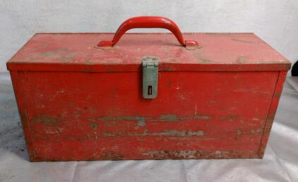 (1) Vintage Metal Toolbox & Assorted Hand Tools