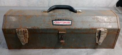(1) Vintage Craftsman Metal Toolbox & Assorted Hand Tools