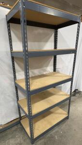 5-Shelf Industrial Shelving Unit, Metal Frame with MDF Shelves, Grey