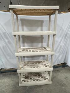 Sterilite Plastic Storage Shelving Unit, 5 Shelves, Beige