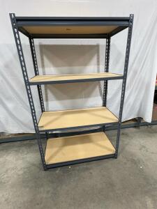 Metal Storage Shelving Unit, 4 Shelves, Metal Frame, Particle Board