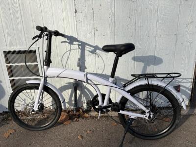 Folding Bicycle, White, Disc Brakes, 20" Wheels, Aluminum Frame
