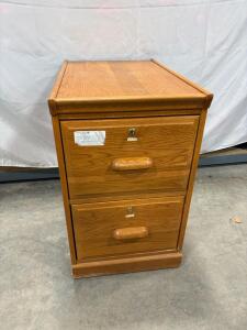 Light Brown Wood 2-Drawer File Cabinet with Key Lock