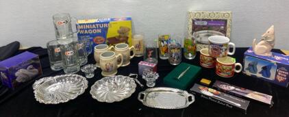 Collectable Mugs and Glasses ( A&W - Hires Rootbeer- McDonalds -Campbells) Serving Trays / Wagin and More