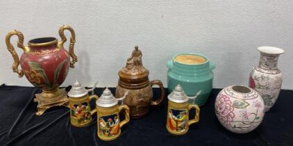 Vases and Steins ranging from 7&rdquo; to 15&rdquo; Tall
