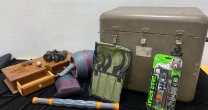 Metal Case 21x14x18.5 / Bear Spray/ Set of Coil Spanners / Bushnell Binoculars