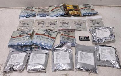 (11) Assorted Patriot Pantry Ready To Cook Meals. (5) Assorted Patriot Pantry Apple Cinnamon Spice. Patriot Pantry Wllat Tool.