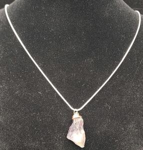 (1) Natural Amethyst Crystal .925 Necklace