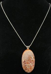 (1) 44.85 Ct. Natural Peach Roseta Jasper Gemstone Cabochon Necklace