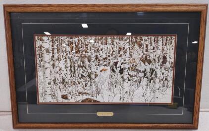 34&frac12;"x 22&frac12;" Framed Art Print Titled "Woodland Encounter" by the American Artist Bev Doolittle