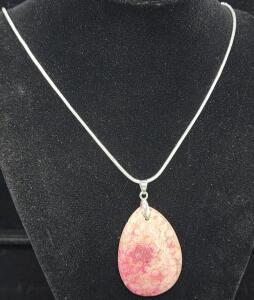 (1) 73.00 Ct. Natural Red Chrysanthemum Coral Pendant .925 Necklace