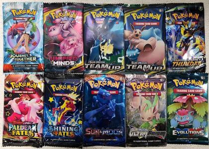 Lot of 10 Pok&eacute;mon Booster Packs Reproduction Replicas