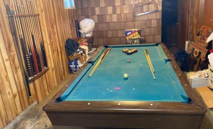 ( Offsite ) Vintage Slate Pool Table - Balls - Cues