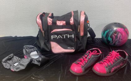 Bowling Set - TZone Bowling Ball / Women&rsquo;s 11 Bowling Shoes / Path Bowling Bag